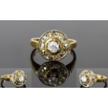 Antique 18ct Gold and Platinum Set Diamond Cluster Ring,