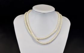 Two Row Cultured Pearl Necklace with 9ct