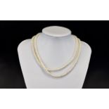 Two Row Cultured Pearl Necklace with 9ct