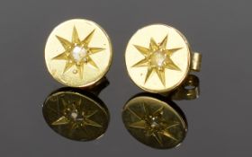 Pair of 18ct Gold Diamond Stud Earrings.