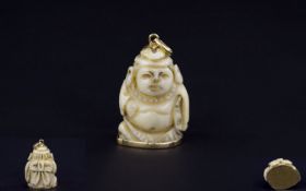 Antique Period Jade Figural Pendant In T