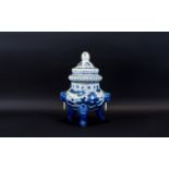 Oriental Blue & White Tripod Censer, Lio