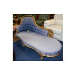 Victorian Walnut Carved Framed Chaise Lo