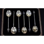 A Boxed Set of Six Silver Coffee Spoons,