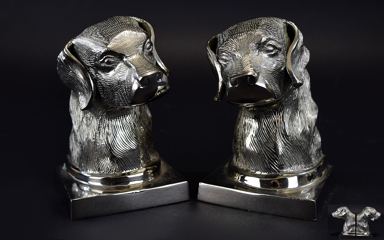 A Vintage Pair of Silver Plated Labrador