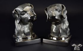 A Vintage Pair of Silver Plated Labrador