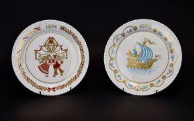 Spode 2 x Christmas Plates 1972 & 1974.