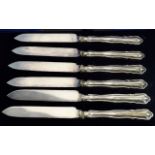 Victorian Period Set of Six Silver Handl