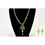 Ladies Silver Stone Set Necklace with Dr
