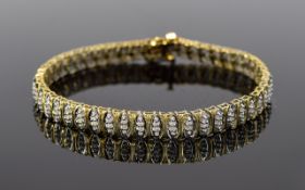 9ct Gold Diamond Bracelet Each Link Set