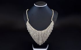 White Crystal Waterfall Necklace, the ce