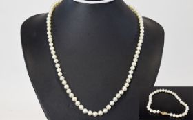 Cultured Pearl Necklace and Bracelet Set