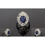 18ct White Gold Diamond and Sapphire Clu