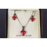 Sterling Silver Coral Set Matching Penda