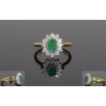 18ct Gold Emerald And Diamond Ring, Set