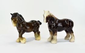 Two Various Porcelain Shire Horses, one