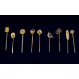 A Collection of Antique Period 9ct Gold