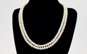 Double Row Pearl Necklace with 9ct Gold Clasp.