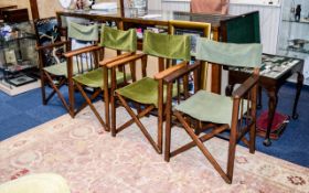 Set of Four Oak Folding Directors, Chairs from the early 20th century. Each marked 'Hayes' (HAXYES).