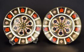 Royal Crown Derby Old Imari Pair of Cabinet Plates. Pattern No 1128, Date 1993. Each Plate 8.