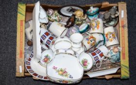 Box Of Misc Pottery, Comprising, Cups, Saucers, Coronation Mugs,