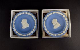 Wedgwood Jasperware Winston Churchill Bon Bon Dishes Two in total each boxed, profile portrait of