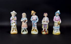 Conta and Boehme 19th Century Good Collection of Hand Painted Ceramic Children Figurines ( 5 )