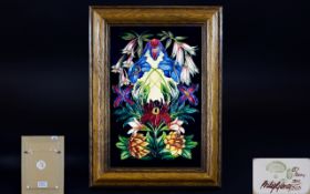 Moorcroft Limited and Numbered Edition Tubelined Framed Wall Plaque 'Hidcote Manor' Pattern.