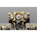 14ct Yellow Gold Set 3 Stone Diamond Dress Ring. The Diamonds of Good Colour.