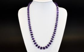 A Top Quality and Impressive Amethyst Graduated Necklace Set with Pearl Spacers and 18ct Gold Clasp