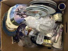 A Mixed Collection Of Ceramics And Glass To include several cabinet plates, vases, bird figures, pin