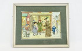 Illustration Interest Original Watercolour By Patience Arnold 1901-1992 'The New Doll' Patience