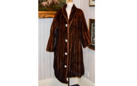 Full Length Vintage Mink Coat Ladies brown plush mink coat with shawl collar,