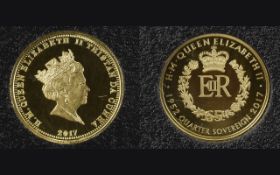 Harrington & Byrne 2017 Sapphire Jubilee Gold Proof Quarter Sovereign. Specifications 22ct Gold,