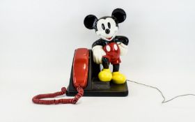 Disney's Mickey Mouse Design Line Telephone In Original Box. Features - Lighted Dial For Easy