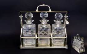 Edwardian Period Nice Quality and Heavy Silver Plated Tantalus with 3 Cut Glass Decanters with