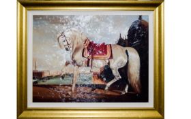 Contemporary Acrylic On Canvas 'Horse In A Venetian Landscape' By B. DE. Claviere A large and
