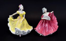 Royal Doulton Handpainted Figures Two in total, the first 'Elaine' HN 3307, designer M.