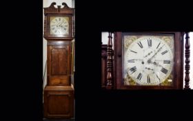William Bell Lancaster, Oak Cased Longcase Clock, Painted Dial