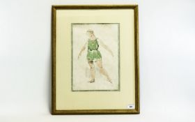 James Arden Grant (1885-1973) Dancer Pencil and Watercolour 14 by 9.5 inches, Provenance Studio