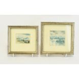 A Pair Of Framed Original Miniature Watercolour Artworks On Vellum By Allen Freer b. 1926 Two