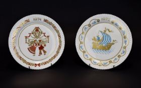 Spode 2 x Christmas Plates 1972 & 1974. In Original Boxes.