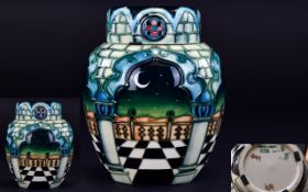 Moorcroft - Quality Tube lined Ovoid Shaped Lidded Ginger Jar ' Arabian Nights ' Jumeirah Pattern.