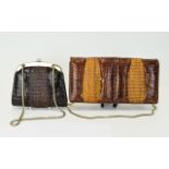 Vintage Crocodile Skin Clutch And Top Handle Evening Bag Two vintage bags,