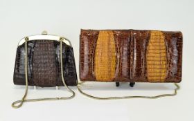 Vintage Crocodile Skin Clutch And Top Handle Evening Bag Two vintage bags,