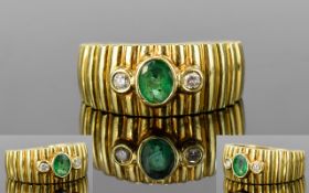 18ct Yellow Gold Emerald and Diamond Dress Ring.