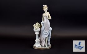 Lladro - Rare Top Quality Handmade Porcelain Figure ' A Touch of Class ' Woman with Calla Lily