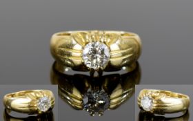 Gents 18ct Gold Set Top Quality Single Stone Diamond Ring. Gypsy Setting.