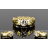 Gents 18ct Gold Set Top Quality Single Stone Diamond Ring. Gypsy Setting.