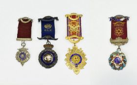 A Good Collection of Masonic - Assorted Silver and Enamel Medals From Various Lodges ( 4 ) In Total.